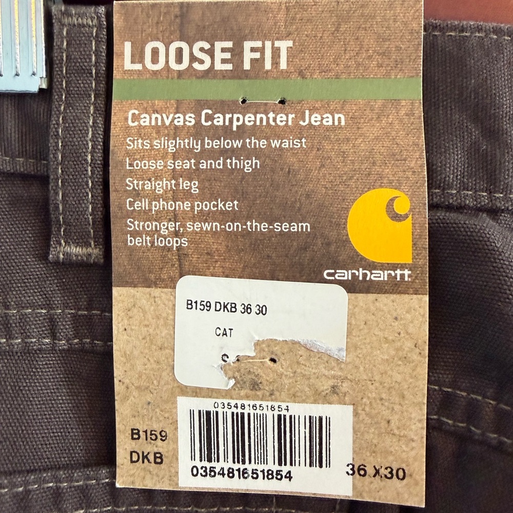 NWT Carhartt men’s Canvas Carpenter Jean